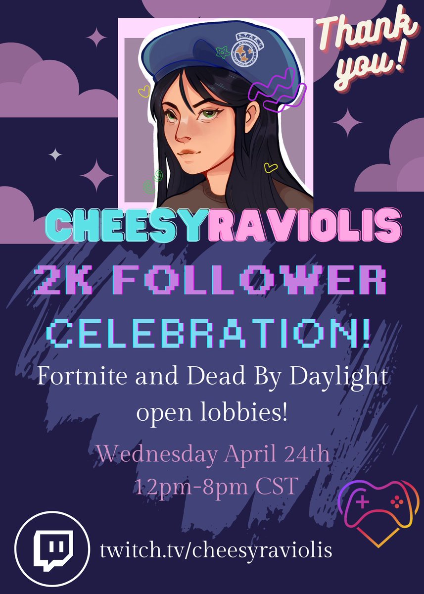 hi here's some more info about my celebration stream for hitting 2k followers on twitch :3
i'm so grateful to be hitting milestones like this ily all<3