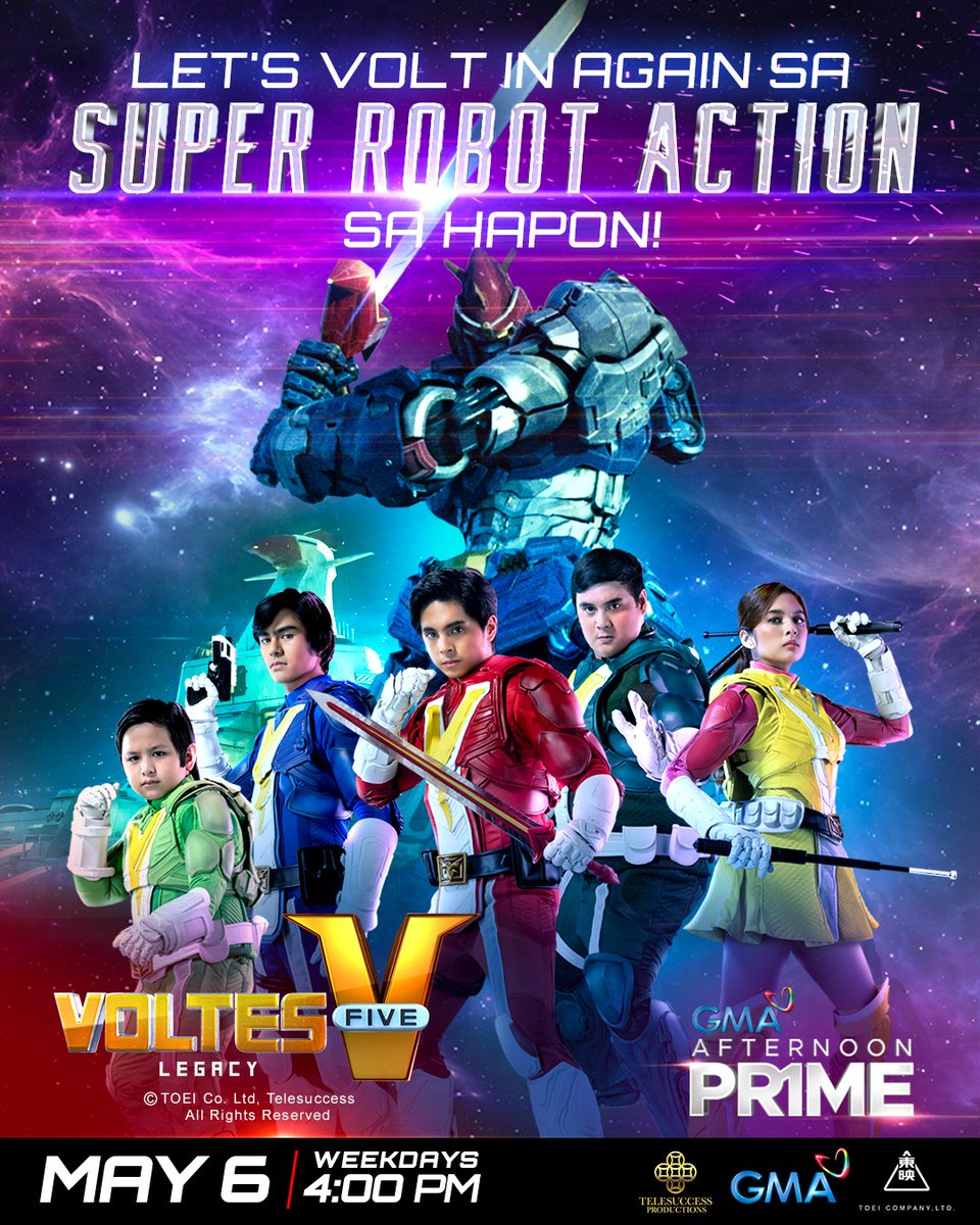 𝙇𝙀𝙏'𝙎 𝙑𝙊𝙇𝙏 𝙄𝙉 𝘼𝙂𝘼𝙄𝙉 𝙋𝘼𝙍𝘼 𝙎𝘼 𝙎𝙐𝙋𝙀𝙍 𝙍𝙊𝘽𝙊𝙏 𝘼𝘾𝙏𝙄𝙊𝙉 𝙎𝘼 𝙃𝘼𝙋𝙊𝙉!  👊⚡

'Wag palampasin ang pagbabalik ng #VoltesVLegacy ngayong May 6 at 4:00 PM sa GMA Afternoon Prime!