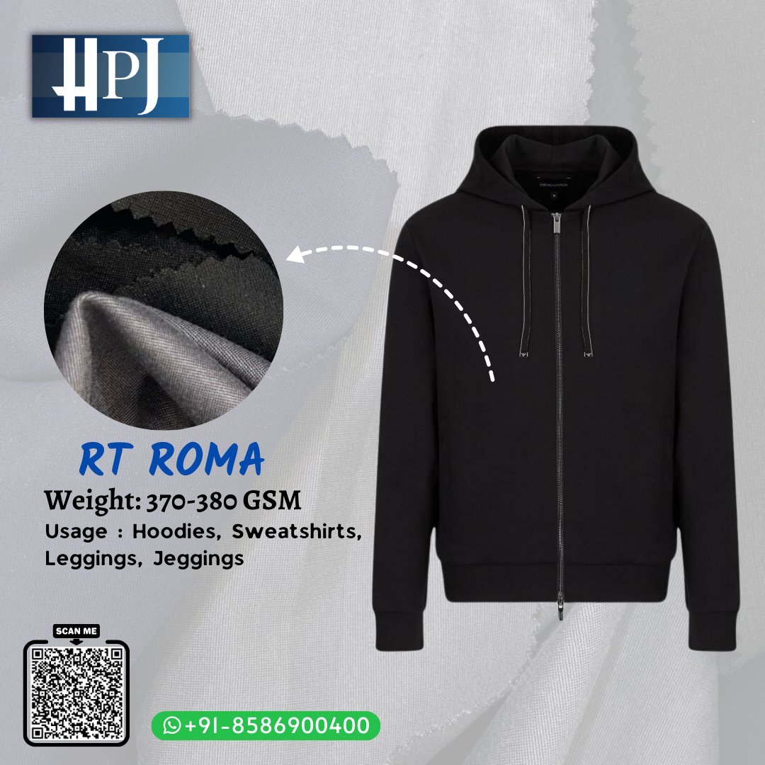 HPJFabrics's tweet photo. RT Roma Fabric 
Weight- 370-380 GSM
Buy RT Roma For Hoodies, Sweatshirts, Leggings &amp; Jeggings By HPJ. Best in quality, Available In Multiple Colors. 
#HPJ #HPJFabrics #RTRoma #RTRomafabric #Fabrics #Hoodies #Sweatshirts #Leggings #Jeggings #sportswearfabric #activewears #clothes https://t.co/wmzLHm2dSh