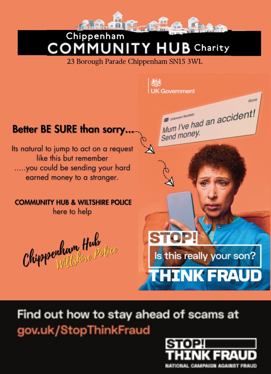 No matter what age your kids are you are always a parent and the fraudsters know this - not sure about the national emphasis in the message on mum, but real good to get this out is that the important thing to do is stop and think before you act! #LoveChippenham @BBCWiltshire