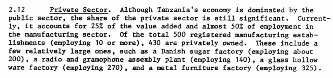 “Watu hawakuruhusiwa kumiliki hifadhi au mali” @celestine_mat Bongo tunapenda sana story za vijiweni, hii ni Appraisal ya World Bank miaka 1970s inaonesha private sector ilikuwa significant kwenye uchumi ila jamaa anakwambia watu binafsi hawakuruhusiwa kumiliki mali.