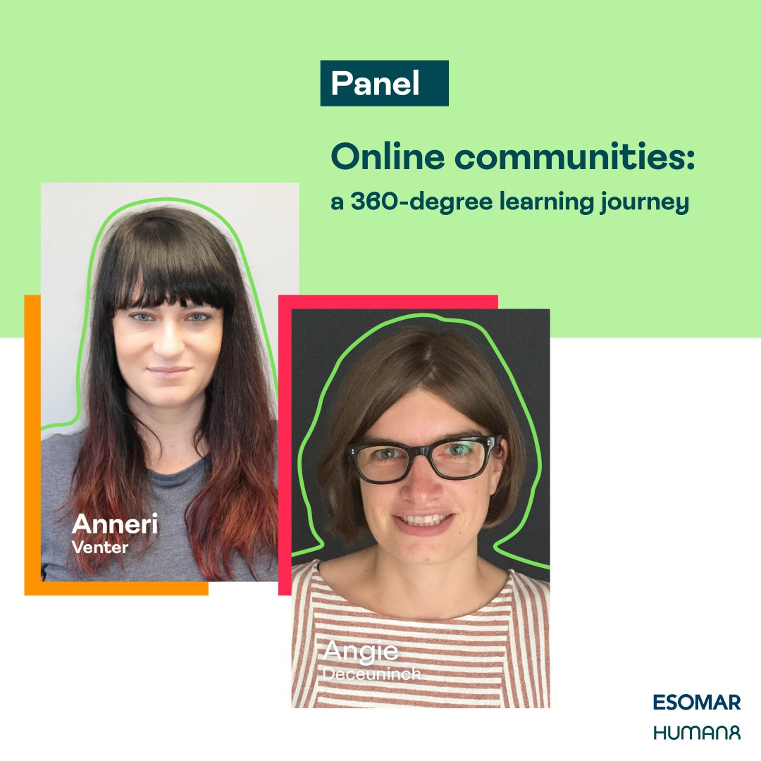 Looking to learn more about online communities?

Join Angie at the next @ESOMAR Community Circle on 2nd May to understand how to harness the power of online communities for market research purposes.

Register 👉 inspire.wearehuman8.com/3JoiQwW

#consumerinsight #esomar #onlinecommunities