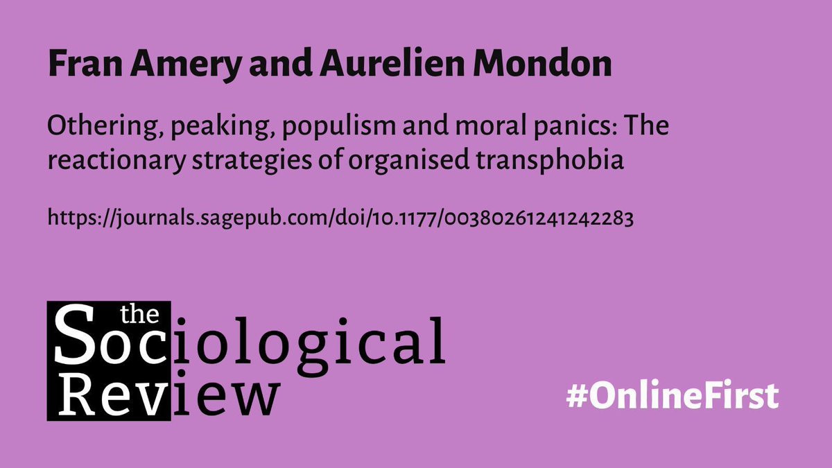 Does “organised transphobia” in the UK, US and beyond deploy similar strategies to the far right? In new #OpenAccess research, @fran_amery and @aurelmondon @PoLIS_Bath look at trans rights, populism, moral panics and reactionary politics. #OpenAccess buff.ly/3QcGakV