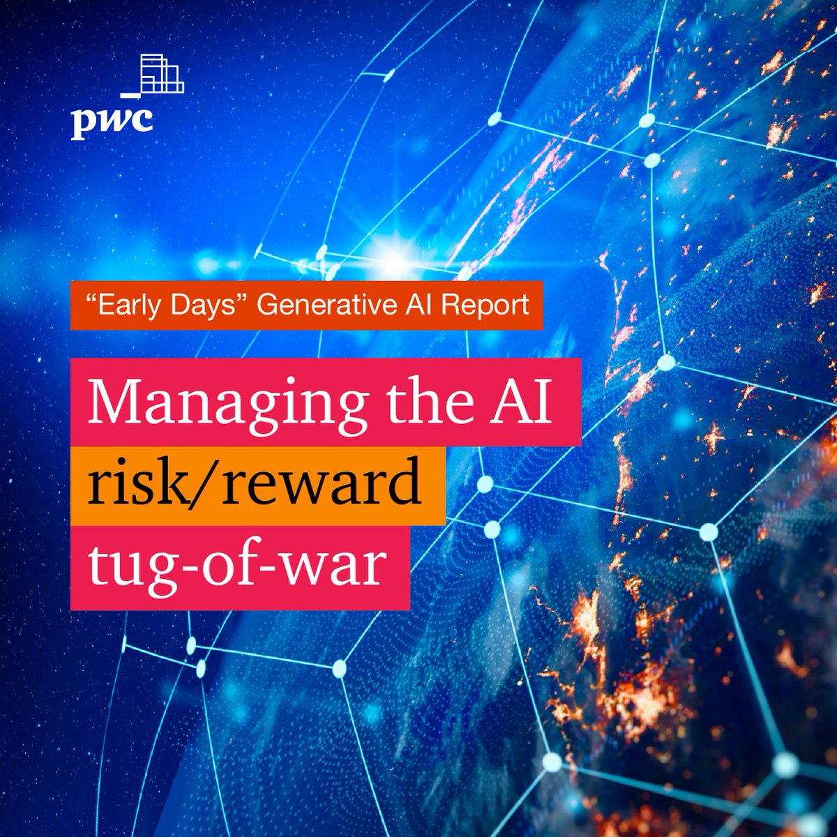 🤖 In many companies there’s a tug-of-war going on between adopting generative #AI at pace and striving to mitigate potential risks. Discover how to take steps to achieving healthy tension in our “Early Days” #GenAI report: pwc.to/47ULIag