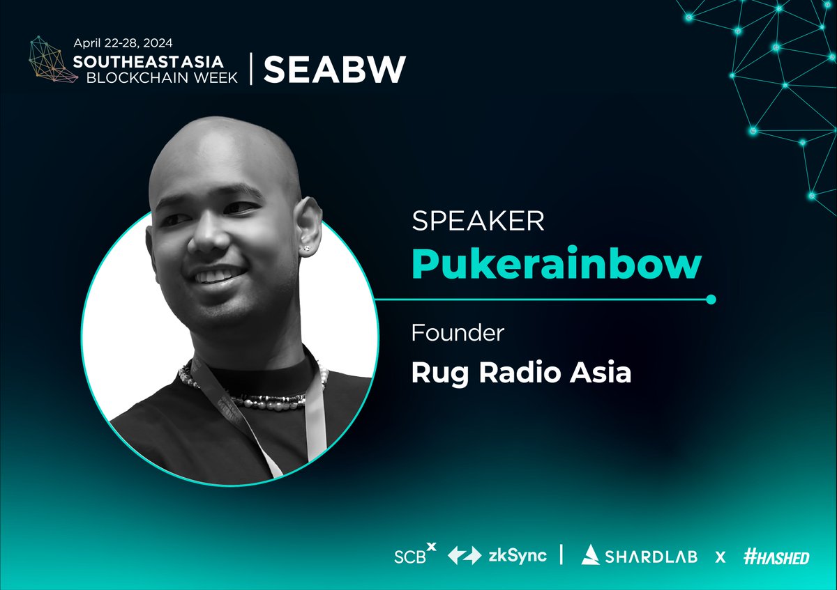 🎙️ Excited to introduce Pukerainbow @pukerrainbrow, Founder of @RugRadioAsia and @pukecast! PukeCast is a web3 media platform from Southeast Asia. With regular Spaces and day-long marathons like PurpleCon, PukeCast brings together dozens of guests and participants.