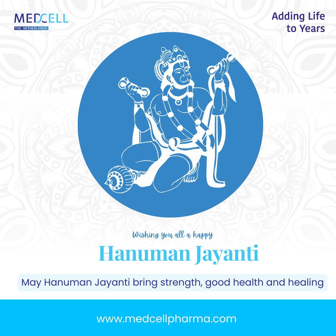 MedcellPharma's tweet photo. May the divine energy of Hanuman Jayanti inspire us to live a healthy, active life.

#HanumanJayanti #Addinglifetoyears #MedcellPharma #MedcellTheNetherlands https://t.co/EyZ9qn3GOT