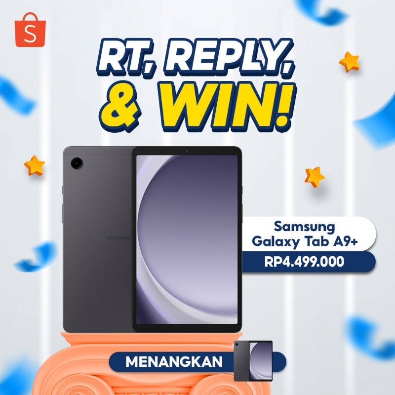 ShopeeID's tweet photo. ✨ GIVEAWAY Samsung Tab A9 Wifi ✨

Hari ini mimin mau GIVEAWAY Samsung Tab A9 Wifi senilai 2JT++ nih!

Caranya:
- FOLLOW  @ShopeeID
- RT &amp; LIKE tweet ini
- Klik banner di bawah ini
- REPLY "MIN MAU MIN" + screenshot keranjang Shopee kamu

GOOD LUCK 🧡