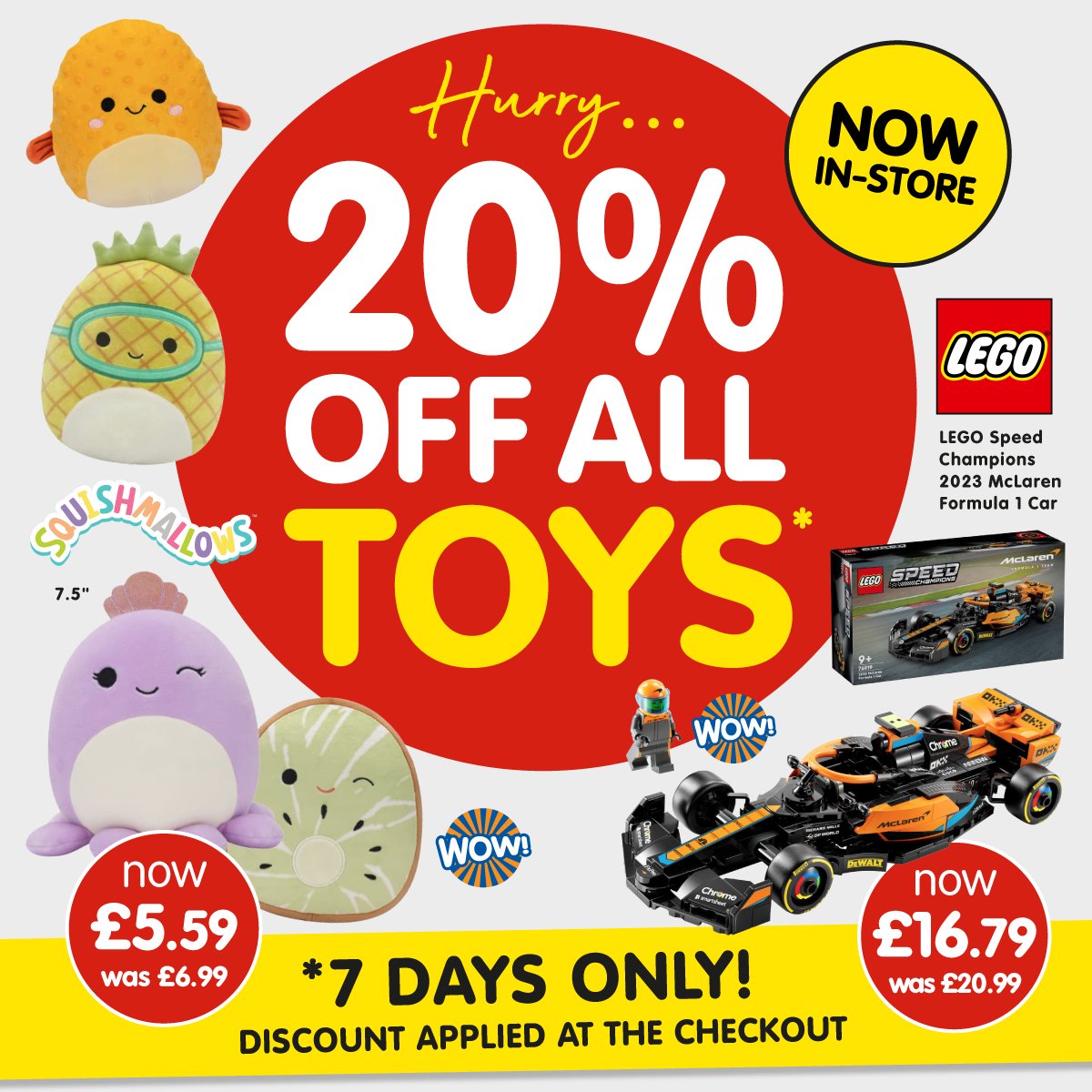 We have an incredible 20% off ALL toys, from today, for just one week😎! Don’t miss out, it’s the perfect time to stock up and get treats for the little ones🤖! Who needs to pop into B&M soon?