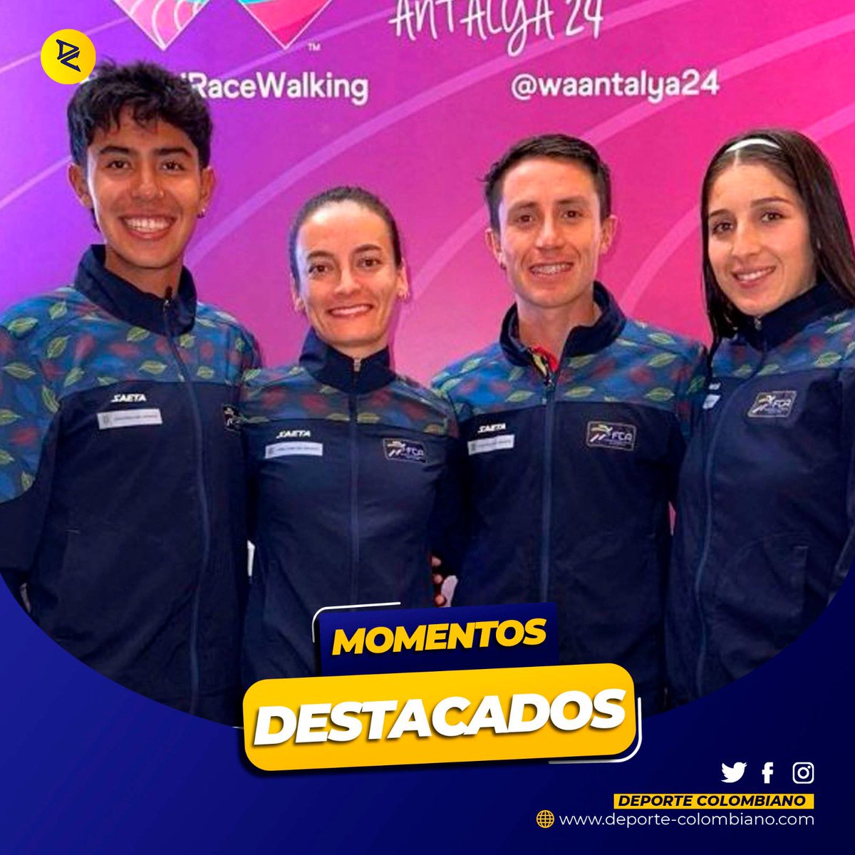 DeportColombia's tweet photo. ¡LO MEJOR DE LA SEMANA ✨!

Los deportistas colombianos brillan por el mundo y nos regalan grandes momentos. Aquí los mejores:

🇪🇬 Ángel Barajas a París: el gimnasta colombiano lideró la clasificación de las barras paralelas de la Copa Mundo y clasificó a los Juegos Olímpicos.

🇦🇺 Carolina imparable en el triatlón: la colombiana fue segunda en la Copa Mundo desarrollada en Australia, y se acerca al cupo olímpico.

🇹🇷 La marcha atlética suma 4 cupos: los atletas colombianos lograron clasificar a los Juegos Olímpicos dos equipos mixtos en el World Athletics Race Walk de Turquía.

🇪🇬 Sofía histórica: la karateca se convirtió en la primera colombiana en acceder a un podio de la Premier League de Karate 1, al colgarse la medalla de bronce en los -50 kg.
