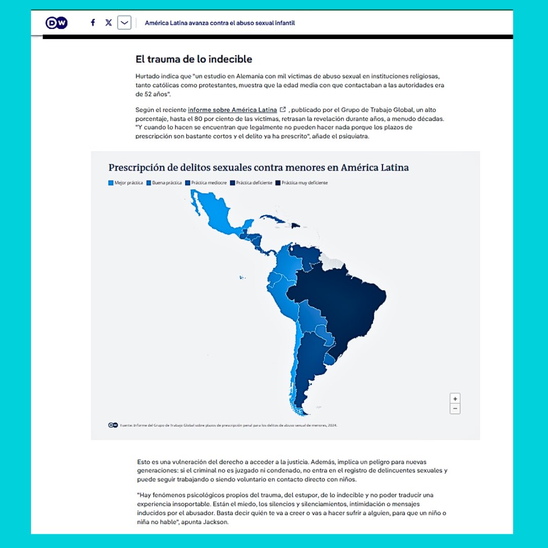 derechoaltiempo's tweet photo. #ASIimprescriptible
Entrevista de @dw_espanol a Miguel Hurtado, Psiquiatra, y Vinka Jackson ps., sobrevivientes integrantes de @GlobalTaskforce y coautores del Reporte Global sobre plazos de prescripción ASI en América Latina. Avances, deudas y desafíos:
https://t.co/Q3QwqhMJll https://t.co/9DLC6fBQdp