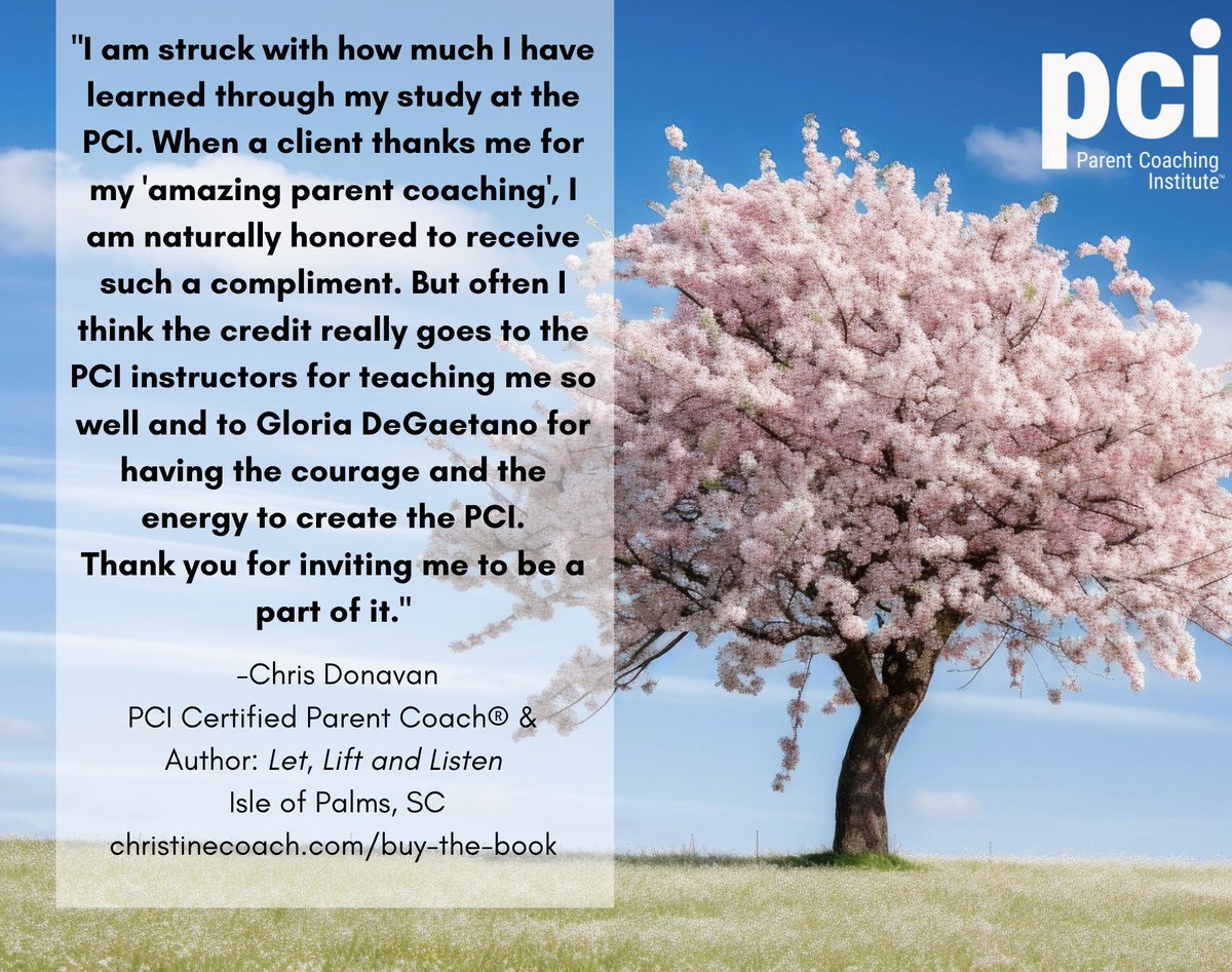 Thank you, Chris, for your generous testimonial and we thank YOU for being a part of PCI!

To learn more about Chris, go to christinecoach.com/buy-the-book

#theparentcoachinginstitute #parentcoaching #parentcoaches #cocreation #personaljourney
#familysupport #TransformationJourney