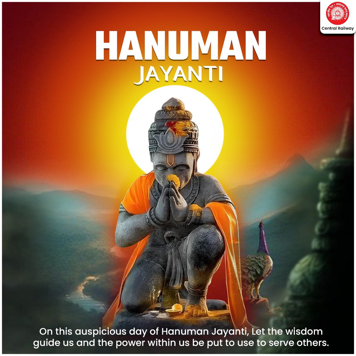 May the divine blessings of Lord Hanuman fill your life with strength, courage, and devotion. Happy Hanuman Jayanti! #HanumanJayanti #CentralRailway