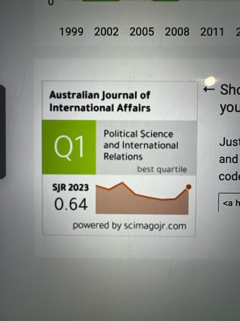 Exciting news for @timlegrand and me as @AustJIA eds - we've made it back to being a Q1 journal!! Thank you to our contributors, reviewers, editorial board, and our stellar managing editor Dr Adela Alfonsi @AIIANational