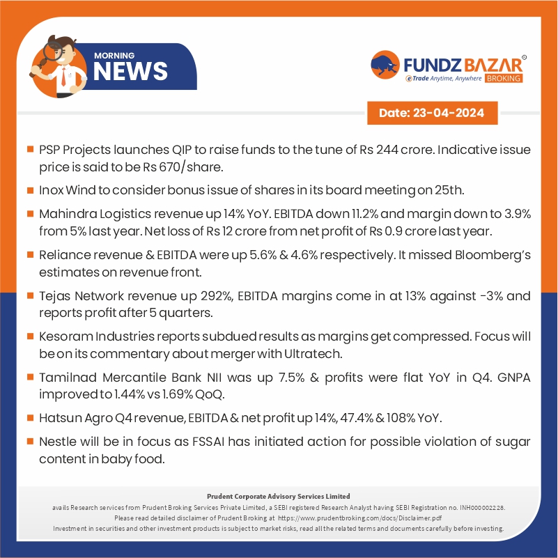 Stay informed with valuable insights on stocks, encompassing news, updates on company results & trending stocks, all with us.

#StockUpdates #Stockinnews #companygrowth #Earnings #Businessnews #Investing #Finance #FundzBazarBroking