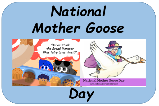 NATIONAL MOTHER GOOSE DAY

National Mother Goose Day on May 1st each year honors Mother Goose and the imaginary author of a collection of fairy tales and nursery rhymes we loved as children.  
nationaldaycalendar.com/national-mothe…
#thecartlincarts