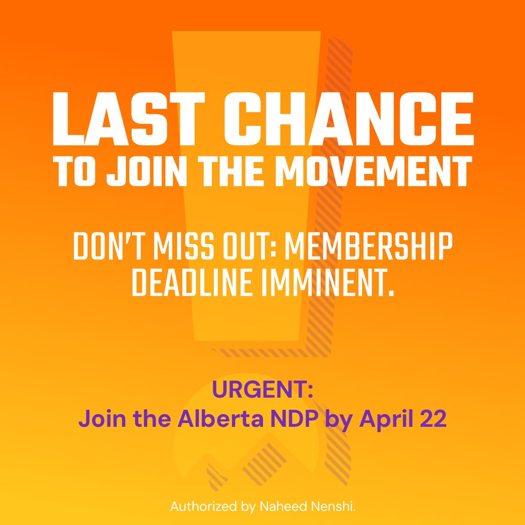 If you're like me, you have major FOMO. Don't miss your chance to vote for the next leader of the Alberta NDP. Get your membership at nenshi.ca before midnight tonight.