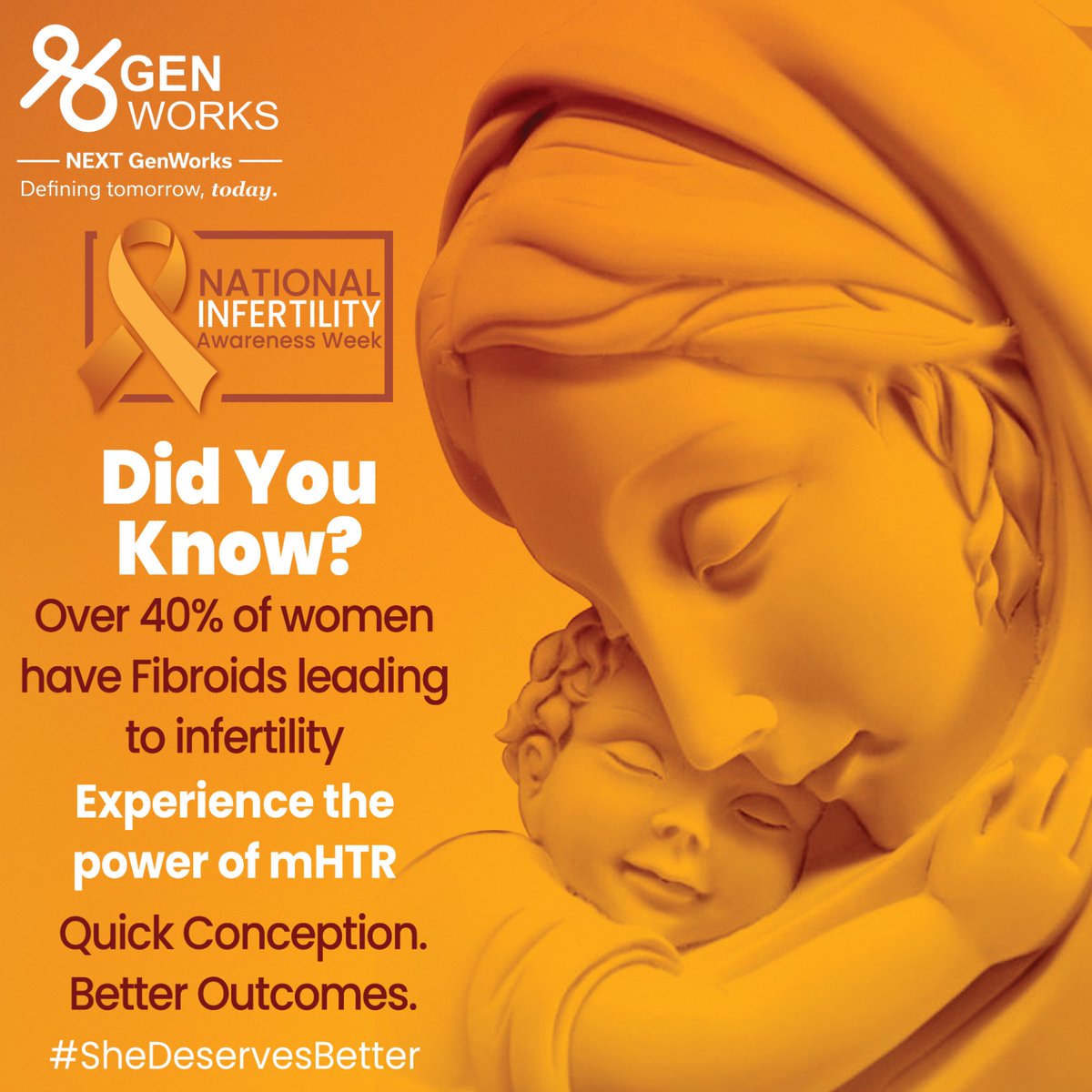 This National Infertility Awareness Week, we encourage all women to ensure that they get Fibroids removed with a mHTR.
learn more: hubs.li/Q02tBZnb0
#GenWorks #GenWorksHealth #SheDeservesBetter #NationalInfertilityAwarenessWeek #ImprovedFertilityOutcomes #Fertility #mHTR