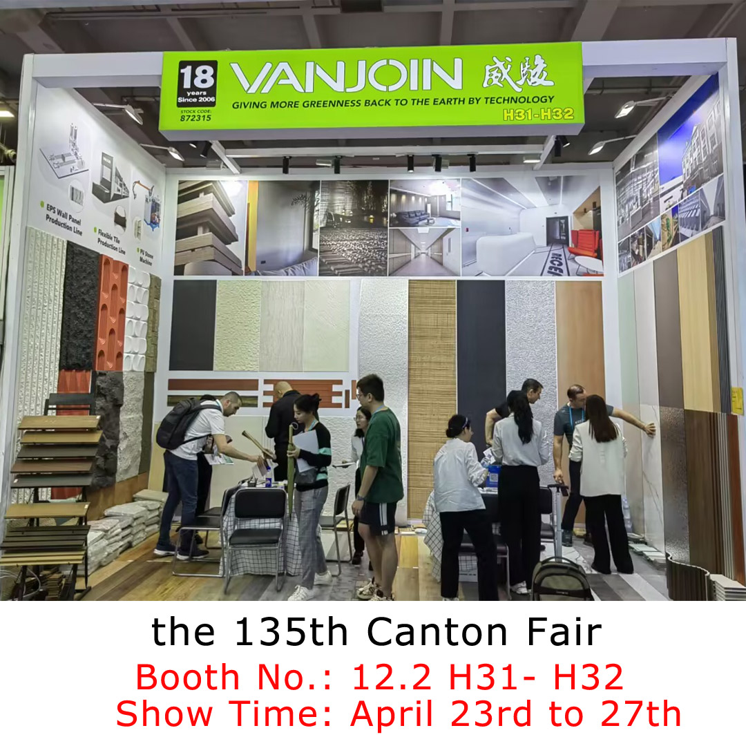 Everyone has started to visit, it’s so lively!🥳 Join us in the 135th Canton Fair👏 📌Booth No.: 12.2 H31- H32 📌Show Time: April 23rd to 27th vanjoinbuild.com #vanjoin #buildingmaterials #WallDecoration #interiordecor #wallboards #flooring #exhibition2024 #CantonFair2024