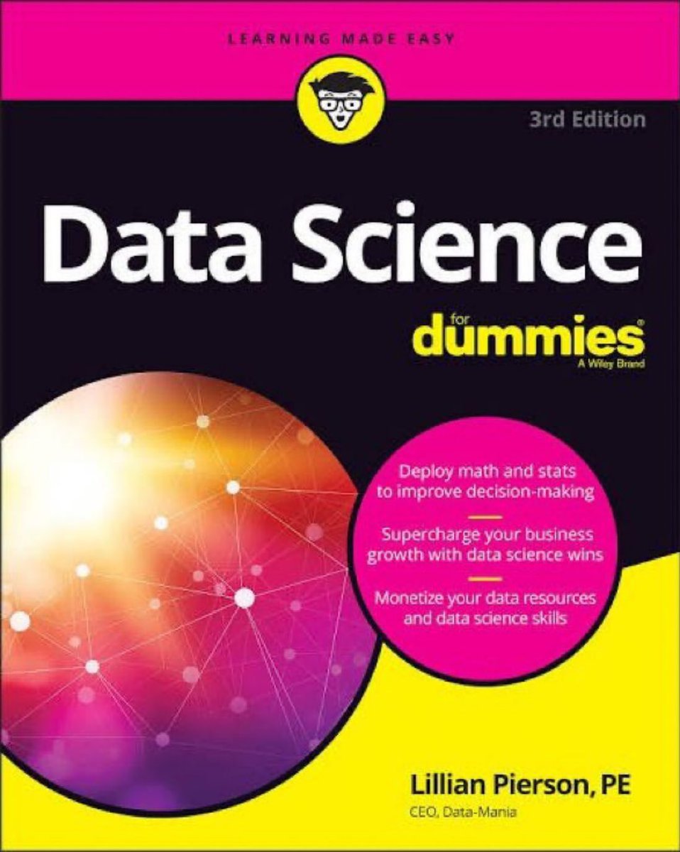 Excellent book: “#DataScience For Dummies” 3rd edition, by @Strategy_Gal Get it here: amzn.to/3AJ22ec ———— #BigData #DataScientists #AI #MachineLearning #DataStrategy #Analytics #AnalyticsStrategy