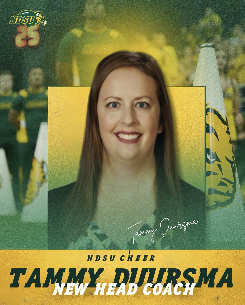 Welcome new Head Coach, Tammy Duursma for the 2024-25 NDSU Cheer Team season! Tammy Duursma brings 9 years of cheerleading and 20 years of coaching experience, including her time as the Assistant Coach of the NDSU Cheer Team for 2 years in 2004-2006. Welcome back, Coach!💚