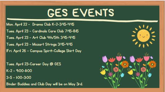 GoodridgeElem's tweet photo. GES, we made a change to Friday's schedule. Binder Buddies &amp; Club Day will be on May 3rd.
@Boone_County https://t.co/TUqop47Bdc