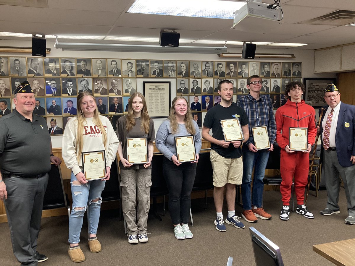 Berman_Mr's tweet photo. Top scoring students on the Americanism &amp; Gov test taken in the fall. The test is sponsored by the American Legion  who then recognizes the top scoring students of each grade (10-12). Thank you to Post 587 for honoring our students w/ the dinner &amp; awards.  @Whitmer_HS  @WLS4Kids https://t.co/GOrD0gHfMt