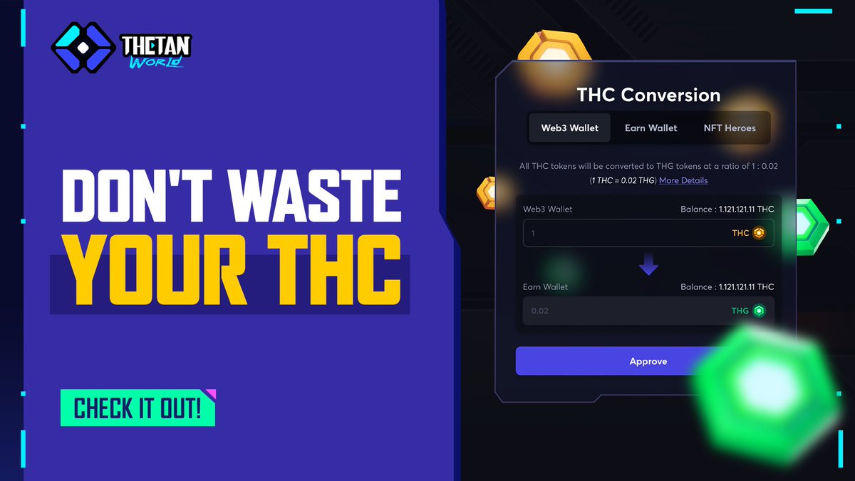🚨 Hurry! The THC Conversion event is almost over! 🚨 Don't miss out on converting your THC! Visit marketplace.thetanworld.com/convert now! Just a friendly reminder: After the THC Conversion event ends, you won't earn THC on Thetan Arena anymore. We're transitioning to a new Play-to-Earn
