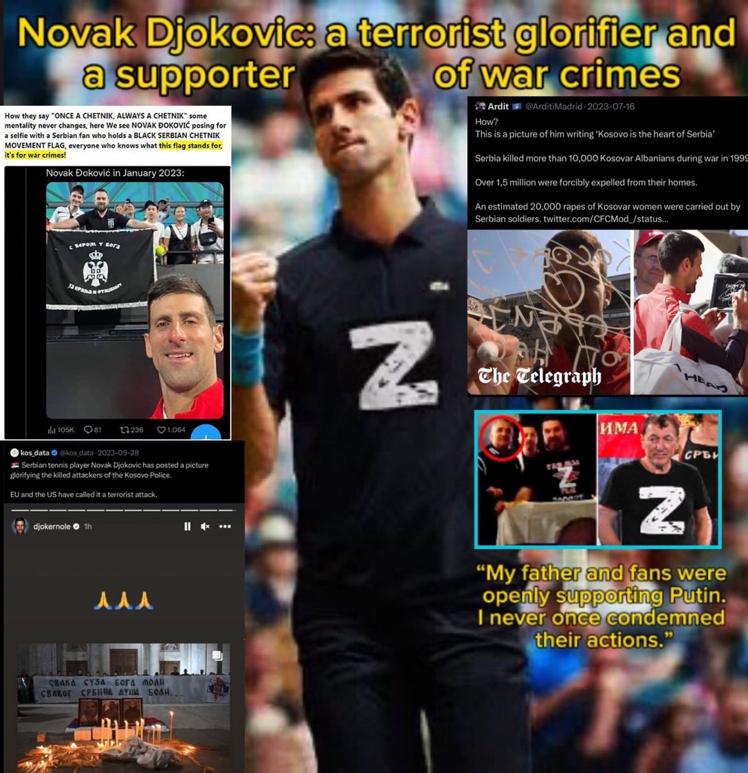 @LaureusSport @DjokerNole @AustralianOpen @usopen @rolandgarros @LaureusSport shame on you for giving the trophy to this despicable man.