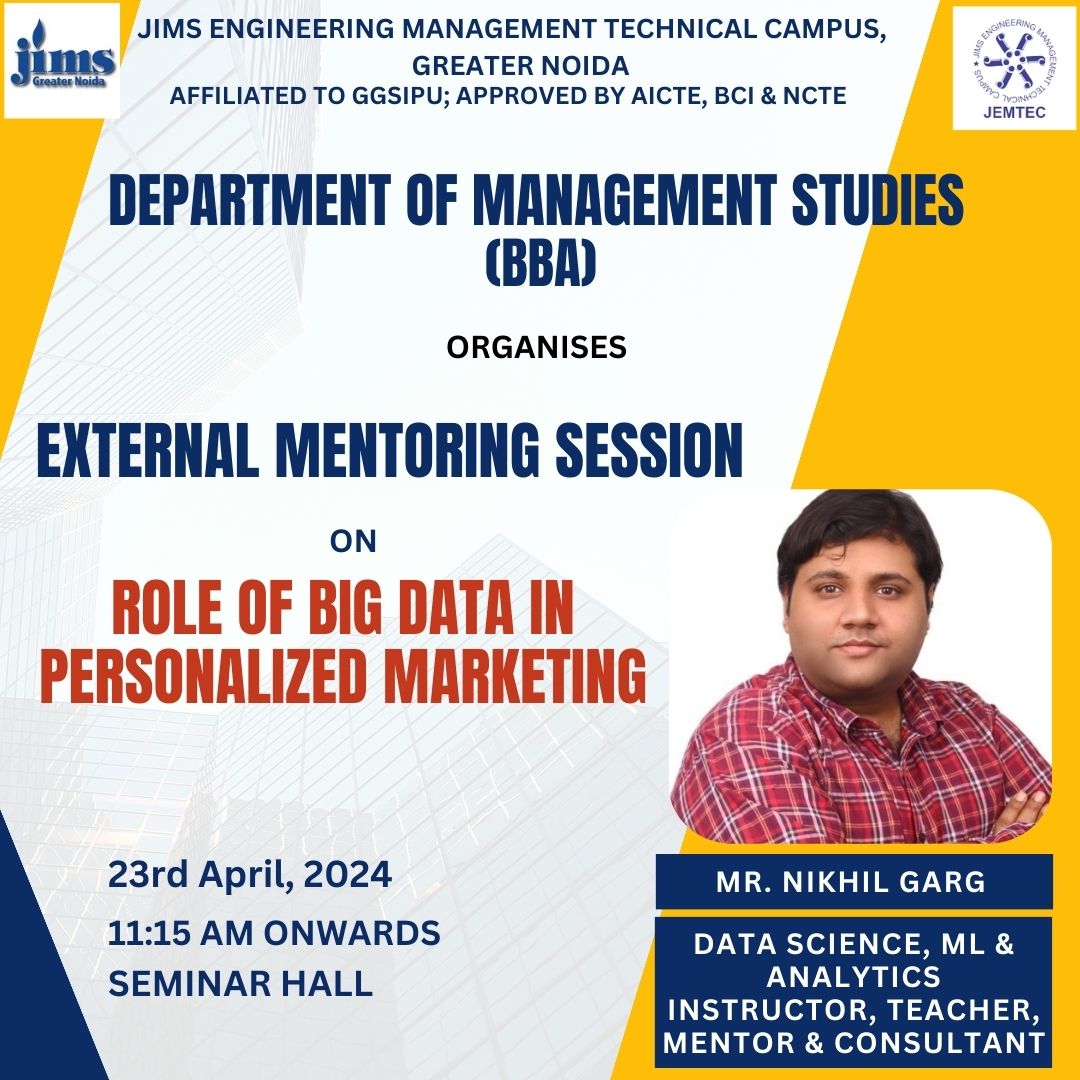 Department of Management Studies, BBA conducts External Mentoring Session by Mr. Nikhil Garg on 23.04.2024
#managementcollege #bbacollege #career #education