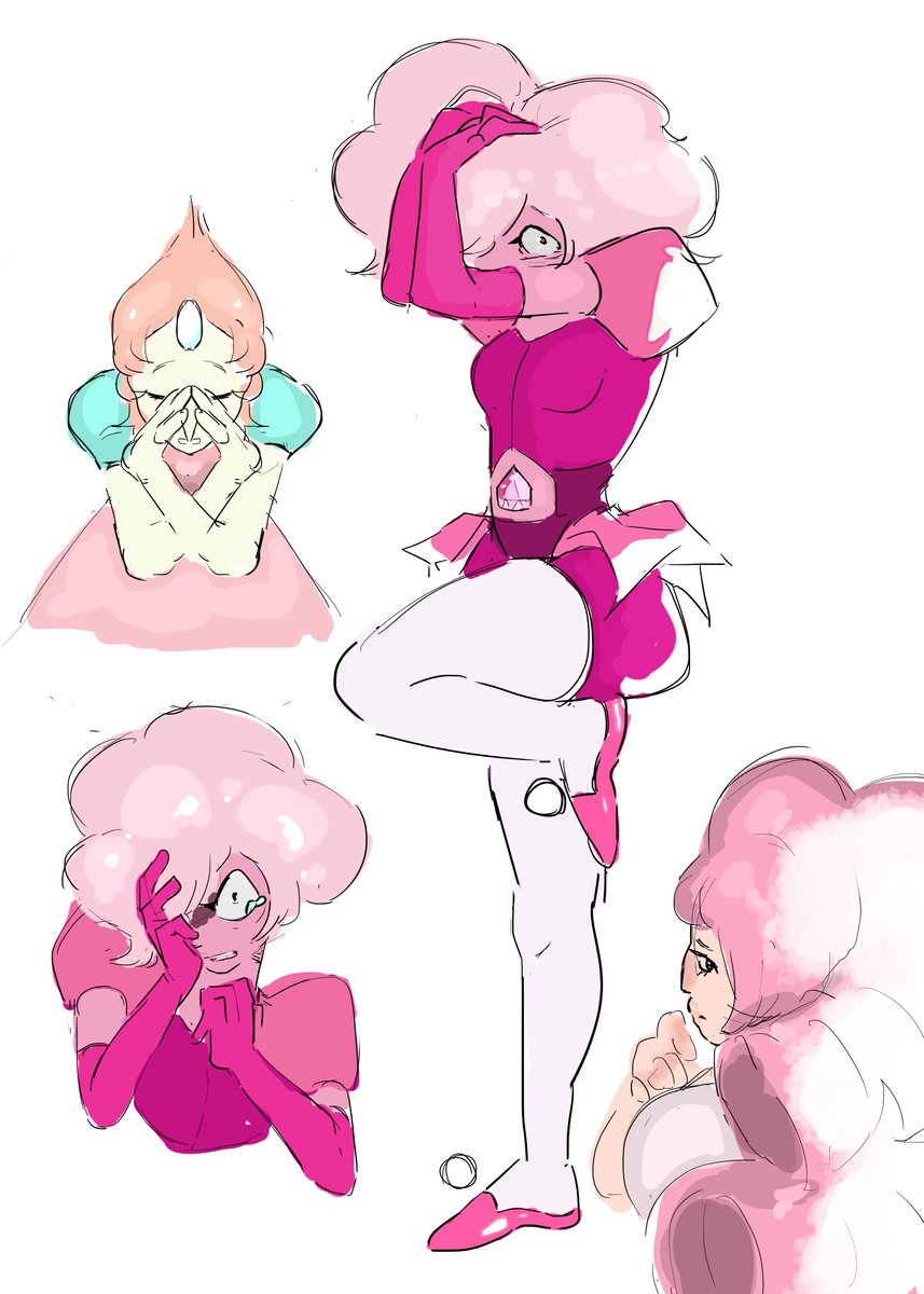 Some #PinkDiamond #RoseQuartz and #Pearl Doodles from #StevenUniverse ❤️i love em' so much😭😭😭