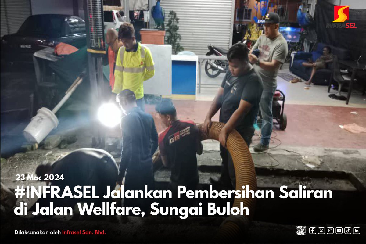 infrasel_kjp's tweet photo. #INFRASEL telah menjalankan kerja-kerja pembersihan saliran di Jalan Wellfare, Sungai Buloh, Daerah Petaling.

Tindakan ini bertujuan untuk memastikan aliran air yang lancar dan mengurangkan risiko banjir serta masalah pencemaran di kawasan tersebut. 

#INFRASEL  
#KSSB https://t.co/0PVPneZy7n