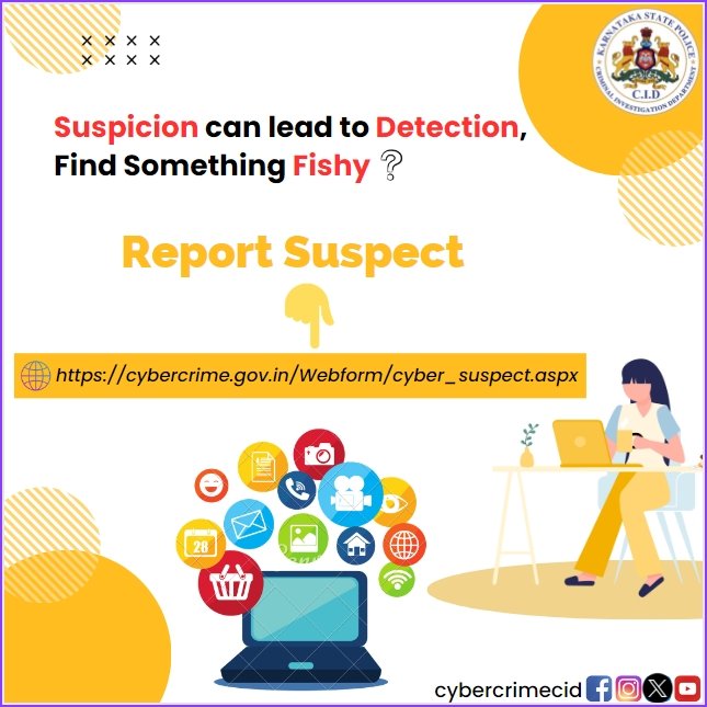 Report any suspicious phone number/WhatsApp/Telegram/website/social media link using this 👇 cybercrime.gov.in/Webform/cyber_… Help prevent/detect #cybercrimes #Crimes #cyber #CyberSecurity