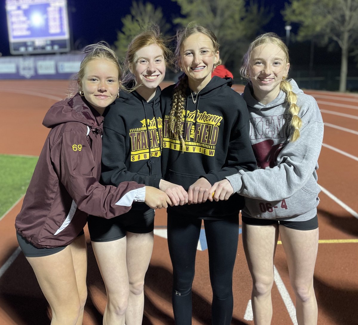 Ankeny8GirlsTF's tweet photo. Special shout out to our 4 x 100 relay of Tenley Heidemann, Kiersten Petersen, Brylee Bach, and Morgan Fisher on breaking the school record in the 4 x 100 relay tonight in 52.41 seconds!! They break the 2016 record of 52.42 set by D.Baptiste, A.Smith, J.Rumley, and M.Daugherty. https://t.co/l9r8wSxbdA