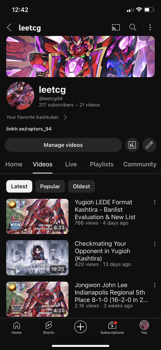 TCG 크샤트리라 유튜버로
구독자 500노리고 밀고있는데 화력좀 부탁드립니다
youtube.com/@leetcg94
