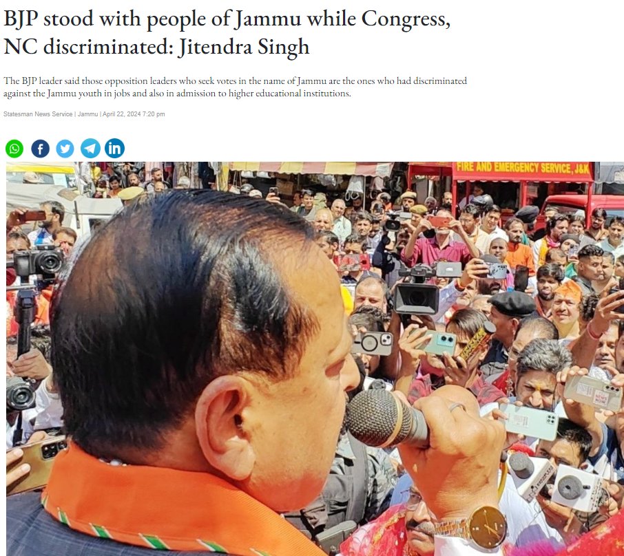 The Statesman: #BJP stood with people of #Jammu while Congress, NC discriminated Read: thestatesman.com/india/bjp-stoo…