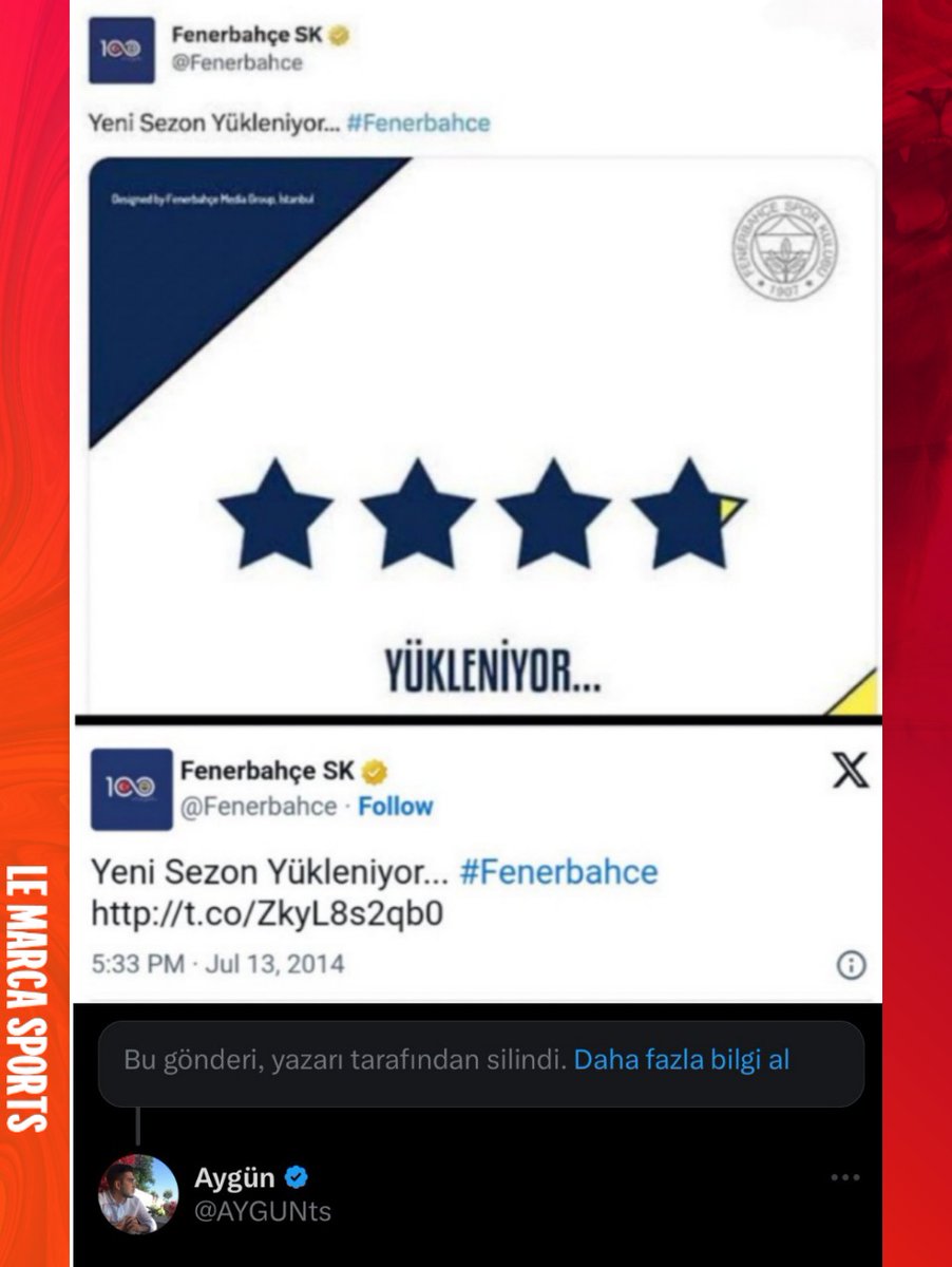 Geçen sene '4. yıldız yükleniyor.' tweetinin görselini silen Fenerbahçe resmi hesabı, bu kez tweeti tamamen sildi.