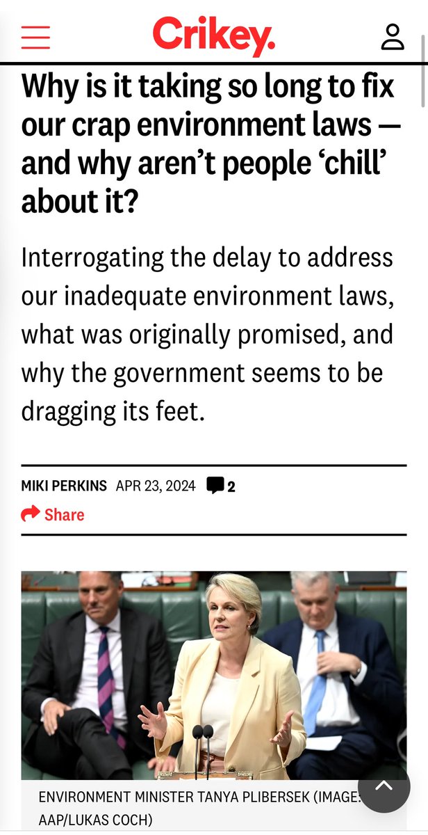 “Is there any surer way to irritate an aggrieved group than propose they take a “chill pill”? No, not really. Especially when the group in question is Australia’s conservation movement, which has just had to swallow a very bitter pill” crikey.com.au/2024/04/23/tan… - @perkinsmiki