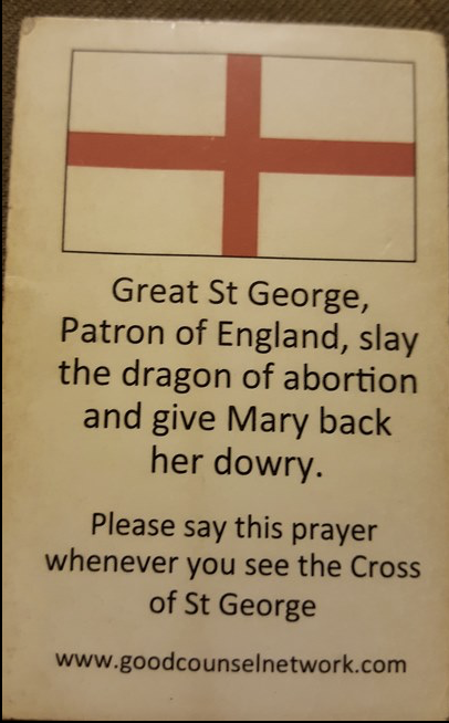 St. George, we beseech you to slay the dragon of abortion that is poisoning the land of England 500 babies are tortured and murdered everyday in England H/T Stuart McCullough