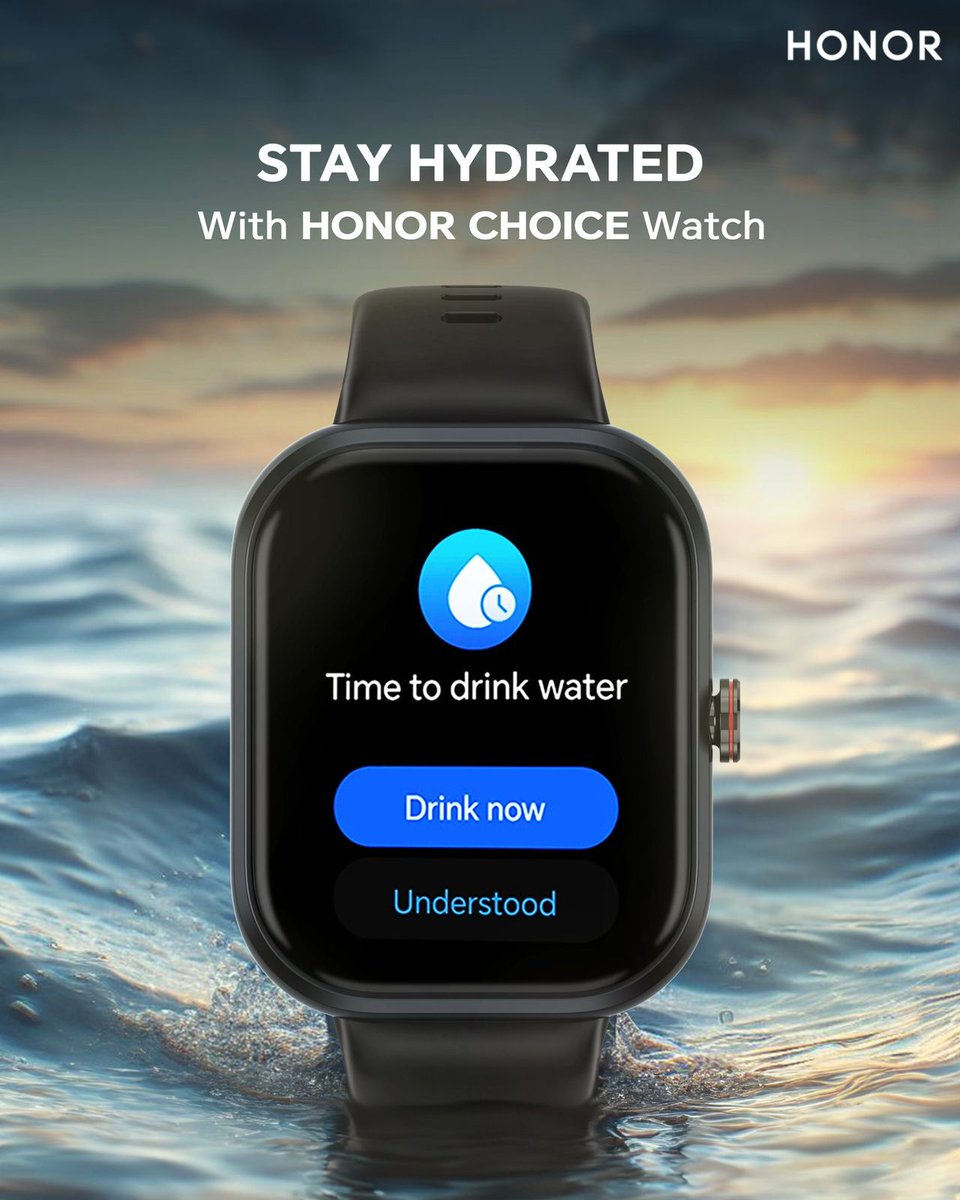 Elevate your summer must-haves with the HONOR CHOICE smartwatch featuring hydration reminders!