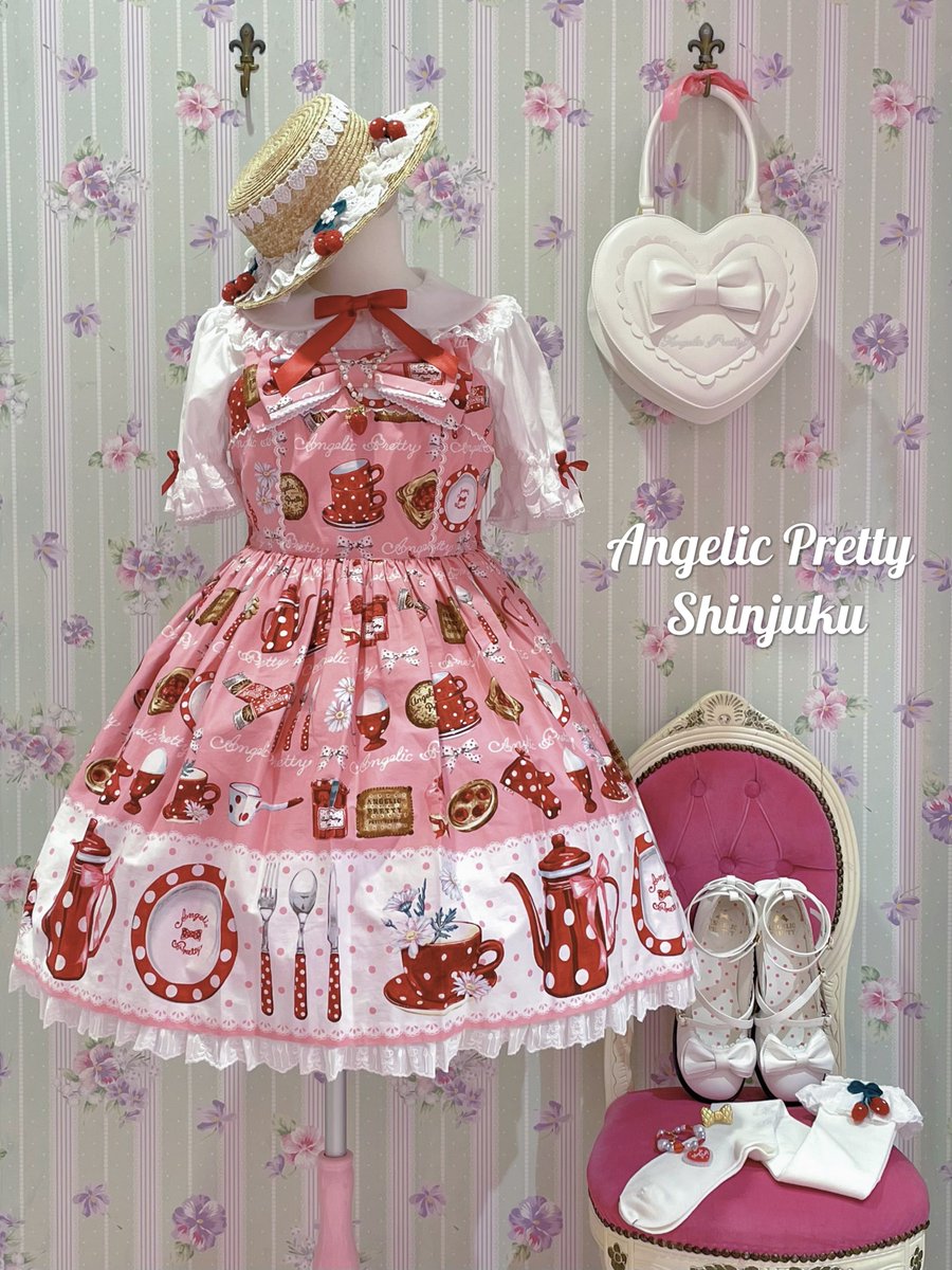 アンジェリックプリティ French Cafe胸リボンジャンパースカートSet