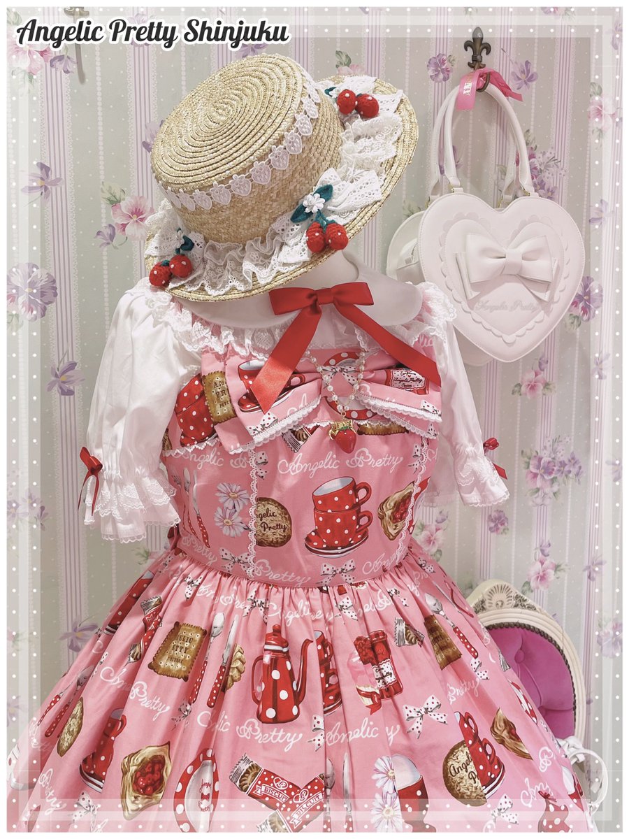 アンジェリックプリティ French Cafe胸リボンジャンパースカートSet  