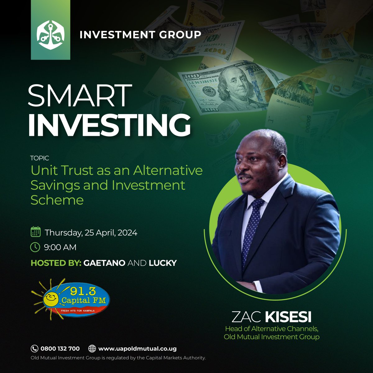 This Thursday, at 9am, @CapitalFMUganda's #GaetanoAndLucky, host our Head of Alternative channels, Zac Kisesi. 📻 Tune in and get some insights on how to use Unit Trusts as an alternative savings and investments scheme.📈 #TutambuleFfena #DollarUnitTrust