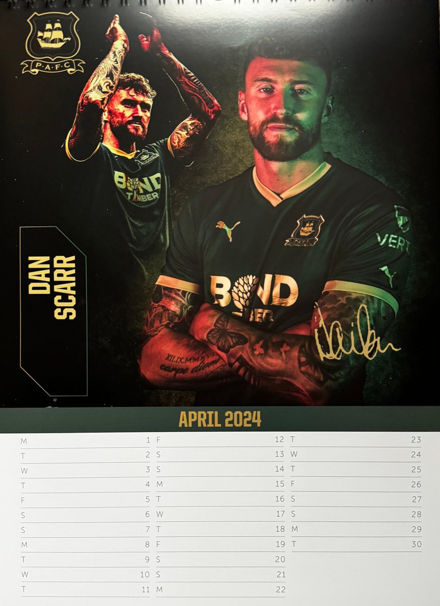 At Random: The April page of the Argyle 2024 calendar featuring Dan Scarr #pafc 🇳🇬