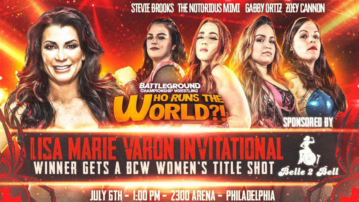 The cat is out of the bag! We were honored to be given the opportunity to chose four of our women to battle it out at Battleground’s first all women show on July 6, 2024 in the first ever Lisa Marie Varon Invitational Tournament! @stevie__brooks @notorious_mimi @Gabbity