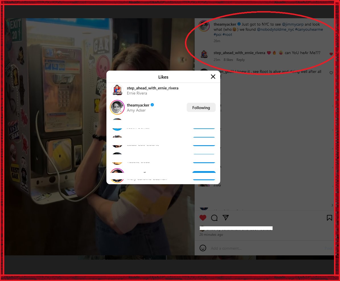 IAmErnieRivera's tweet photo. My favorite Root, Amy Acker, of @POIFans , just liked my person of interest response. And I am fan-boying out! :D ^_^
"caN YoU hEaR me???"
#personofinterest #sciencefiction #scifi #crimedrama #streaming #stream #ficiton #tv #film #acting #filmmakers @AmyAcker @_amyackerfan https://t.co/qoPxq32VnC