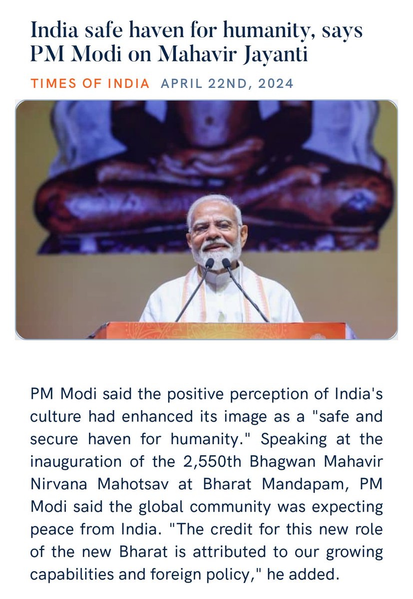 India safe haven for humanity, says PM Modi on Mahavir Jayanti timesofindia.indiatimes.com/india/india-sa… via NaMo App