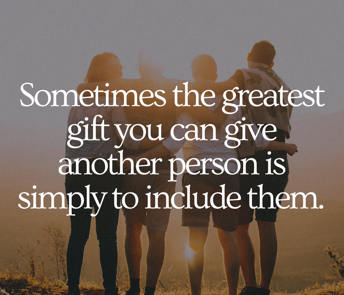 Tuesday Friendly Reminder… Sometimes the greatest gift you can give another person is simply to include them. #KindnessMatters #tuesdayvibe #BeKind 🙌🧡