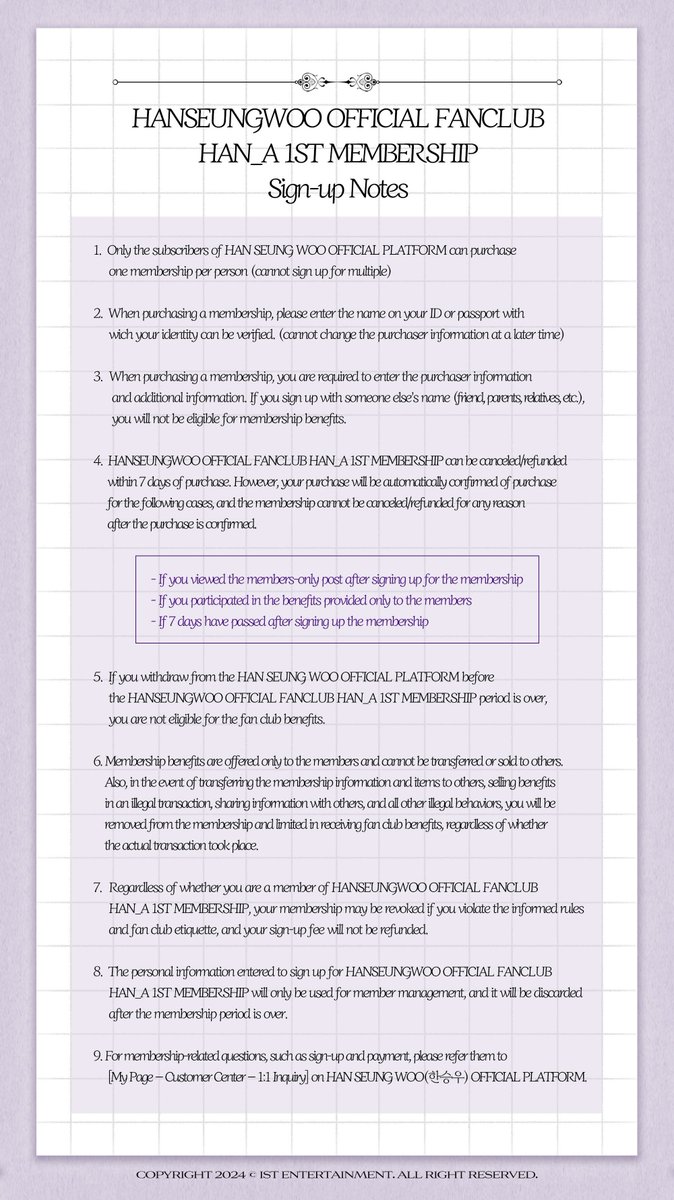 📢 REMINDER D-6 

HAN SEUNG WOO OFFICIAL FANCLUB
💌HAN_A 1ST MEMBERSHIP💌

💜 until 2024.4.29 6PM (KST)
💜 hanseungwoo.com/shop 

ENG GUIDE Ver. in the image below & in the official platform page!

#한승우 #승우 #ฮันซึงอู #ハンスンウ #韩胜宇
#HANSEUNGWOO #SEUNGWOO