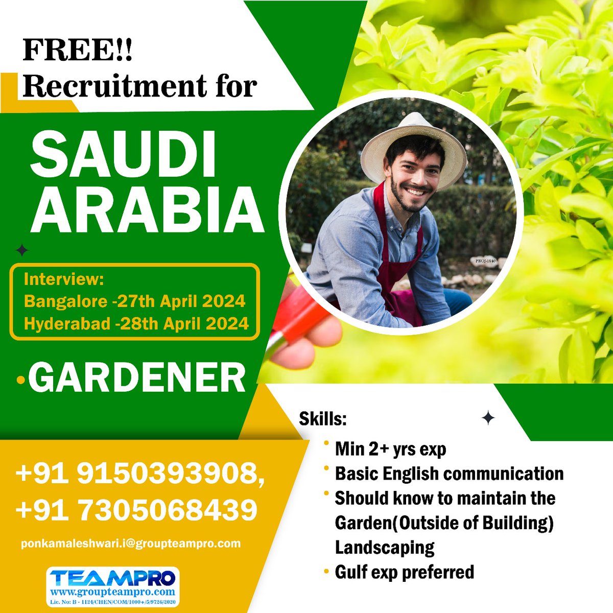 #freerecruitment #saudijobs #saudijobseekers #gardener #facilitymaintenance #landscaping #immediatejoiners #shortlistingunderprogress #directinterview