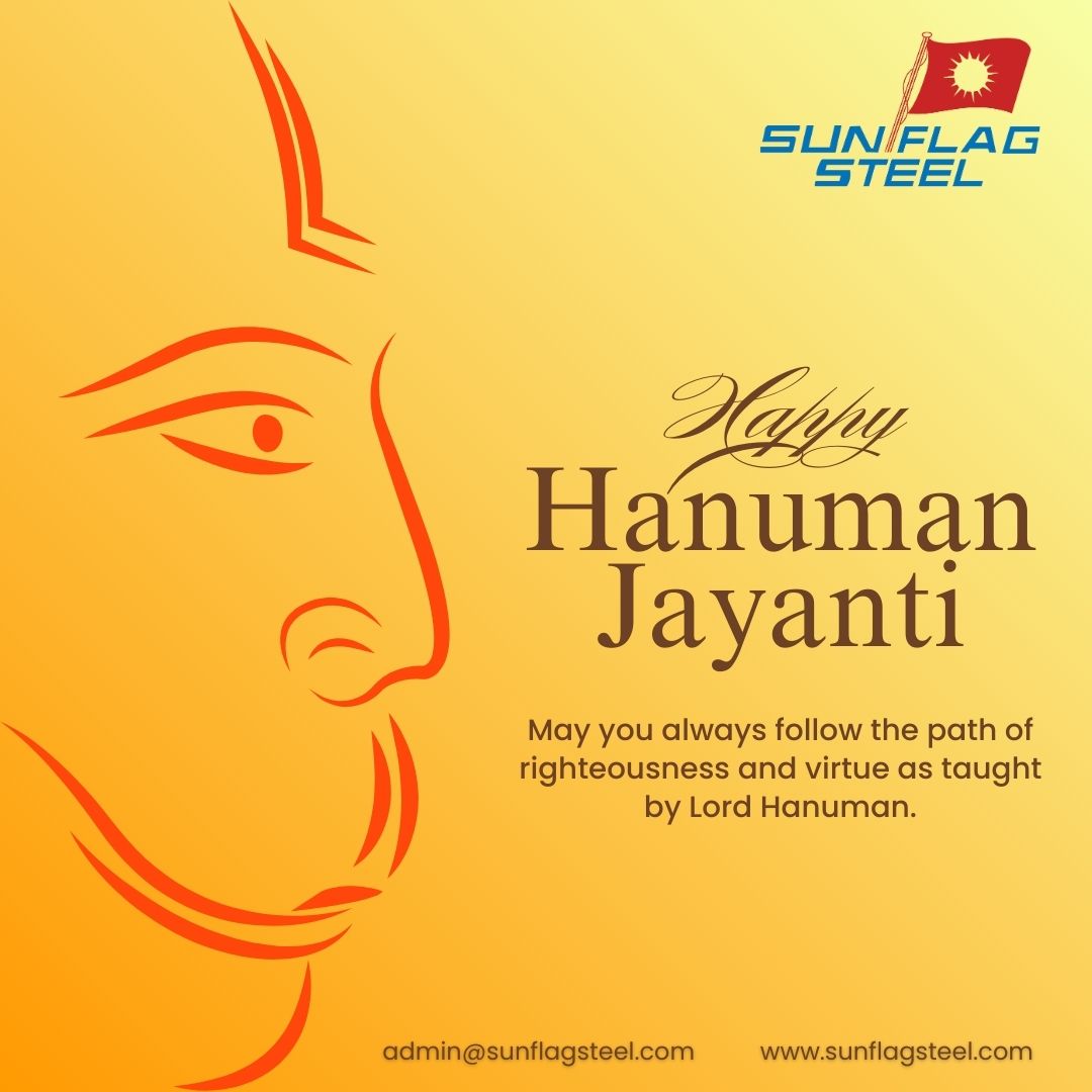 Embrace Lord Hanuman's teachings this #HanumanJayanti. May you always walk the path of righteousness. Happy Hanuman Jayanti! #JaiShriRam #HanumanChalisa #Bajrangi #HanumanJayanti2024 #JayHanuman #Bajrangbali #RamBhaktHanuman #JaiHanuman #जयहनुमान #SunflagSteel #Sunflag #Steel